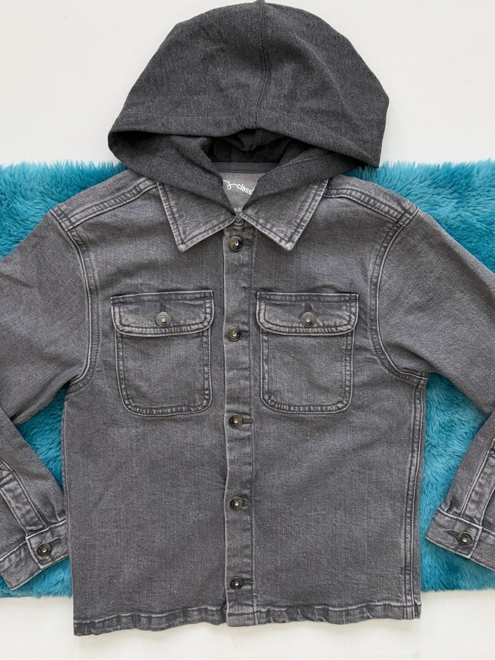 art class Gray Hooded Denim Jacket Size M (8)